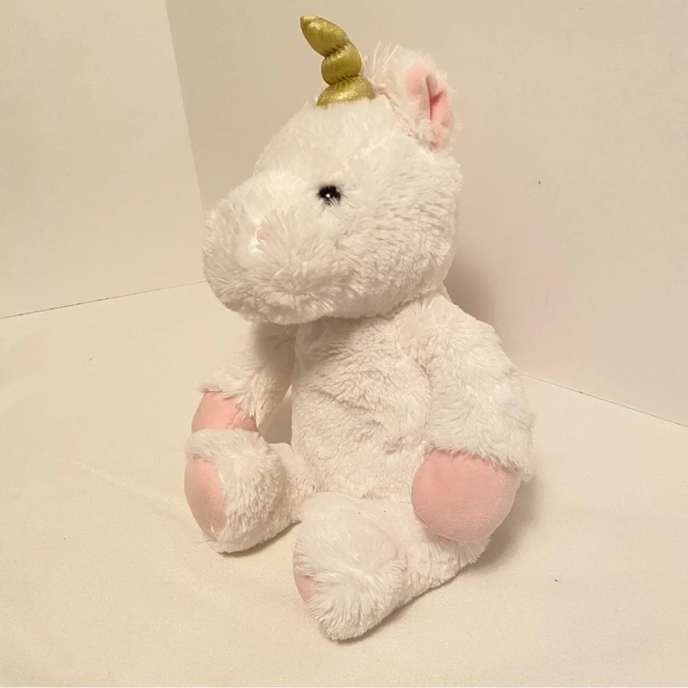 Unicorn Plush White With Gold Horn Stuffed Animal Toy